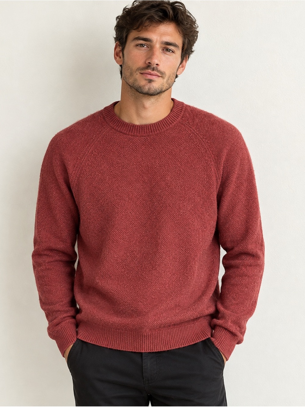 Tahari Men's Crewneck Sweater in Rust Red 100% cashmere size medium